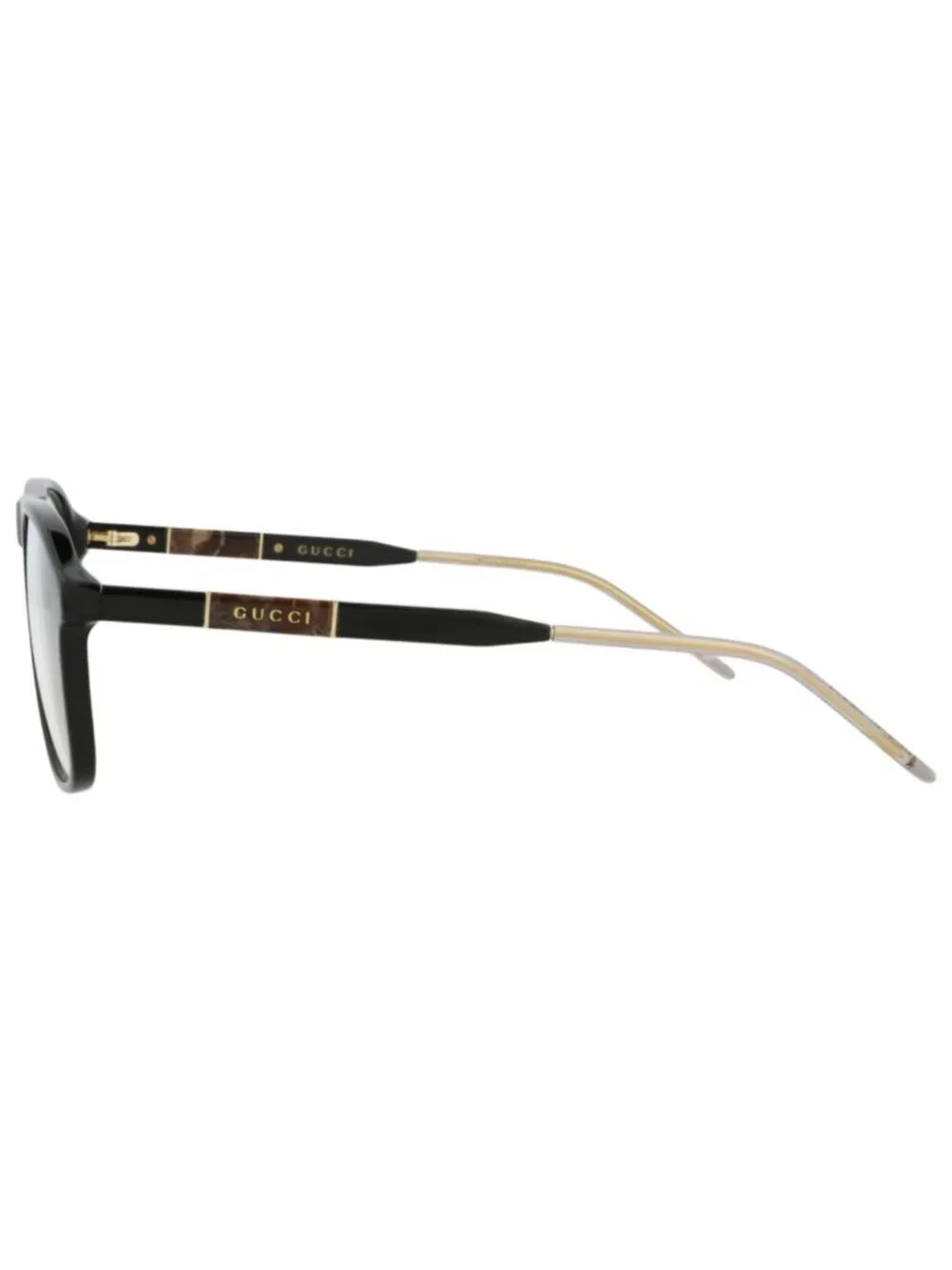 New Gucci Women's Eyeglasses Aviator Acetate Frame Mens Black Black Transparent